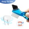 4 Pieces Mini Denture Cleaning Brush Set with Multi-Layered Bristles, Portable Denture Double Sided Brush for False Teeth Cleaning, 4 Color