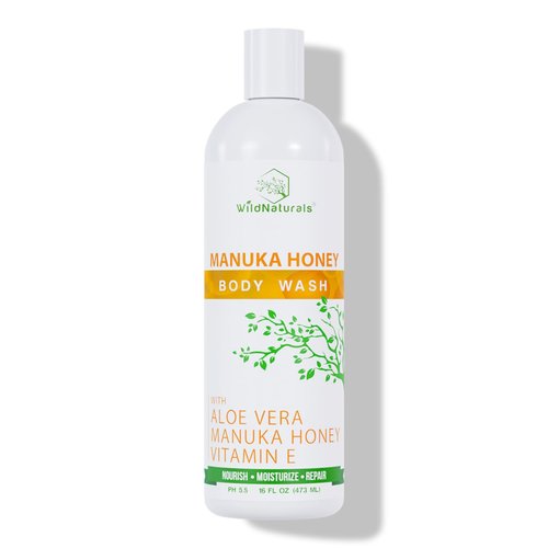 Manuka Honey Eczema and Psoriasis Body Wash - Organic, Vegan & Gluten-Free Body Wash with Manuka Honey, Aloe Vera & Cehami Flower Extract - Sulfate-Free & Natural