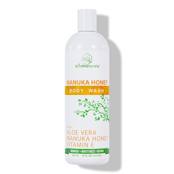 Manuka Honey Eczema and Psoriasis Body Wash - Organic, Vegan & Gluten-Free Body Wash with Manuka Honey, Aloe Vera & Cehami Flower Extract - Sulfate-Free & Natural