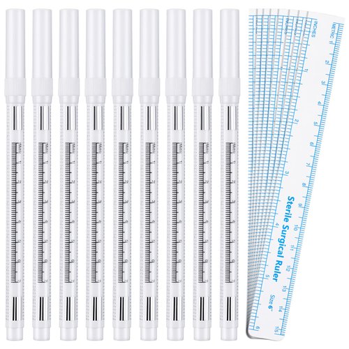 8 Pieces Microblading Marker Pen with Paper Ruler Skin Marker Eyebrow Permanent Makeup Position Mark Tools Markers Pen for Eyebrow Lips Skin