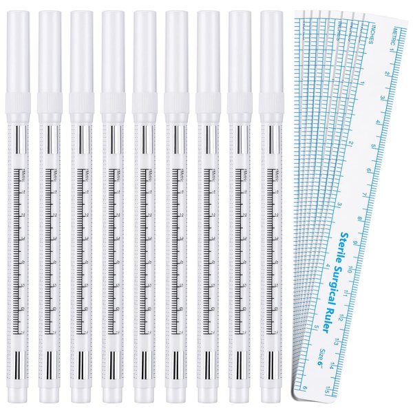 8 Pieces Microblading Marker Pen with Paper Ruler Skin Marker Eyebrow Permanent Makeup Position Mark Tools Markers Pen for Eyebrow Lips Skin