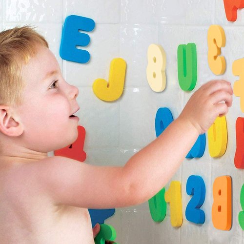 Bath Toys Organizer + 36 Soft Foam ABC 123 Letters & Numbers Bathroom Alphabet Baby Toys for Early Learning Foam Letters and Quick Dry Storage Net Bag