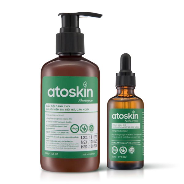Atoskin Shamoo & Scalp Serum - for Seborrheic Dermatitis, Dandruff - Both Adults & Kids