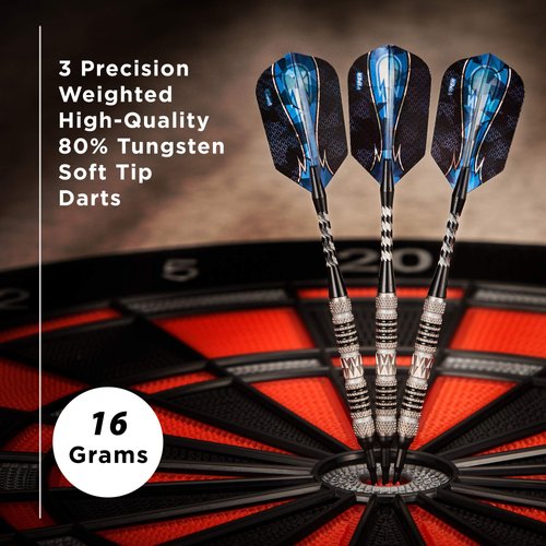 Viper Astro 80% Tungsten Soft Tip Darts with Storage/Travel Case, Black Rings, 16 Grams