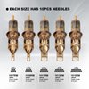 Tattoo Cartridge Needles 50pcs Assorted Disposable Tattoo Needles Curved/Round Magnum Shader Soft Edge Mixed 7RM 9RM 11RM 13RM 15RM(#10 Bugpin RM) EN02-50KIT-T