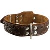 Genuine Leather Braided Studded Dog Collar, Soft Suede Padded Brown 1.5" Wide. Fits 17"-21" Neck.