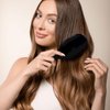 Boar Bristle Hair Brush Mix with Nylon, Hair Extension Natural Boar Bristle for Women and Men, Chrome,Silver (black)