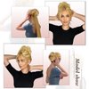 Claw Clip Messy Bun Hair Piece Real Human Hair Buns Wavy Curly Chignon Hair Bun Extensions Tousled Updo Hair Buns Claw Clip Ponytail Hairpieces with Clip for Women（Brown with Blonde Highlights 3）