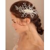 BERYUAN Wedding Ivory Crystal Rhinestone Hair Comb Pearls Crystal Rhinstone Headpiece Pearls Wedding Headband Silver Bride Hair Accessory for Brides (ivory)