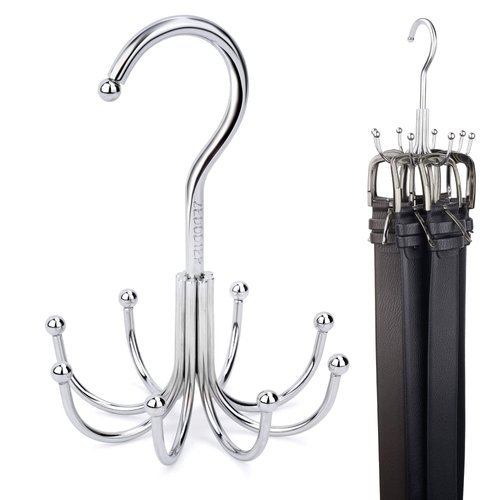 ZEDODIER Belt Hanger, Belt Organizer for Closet, Keeping Belts Visible and in Good Condition, Hanging Tie Rack Holder, Closet Organizers and Storage, Silver