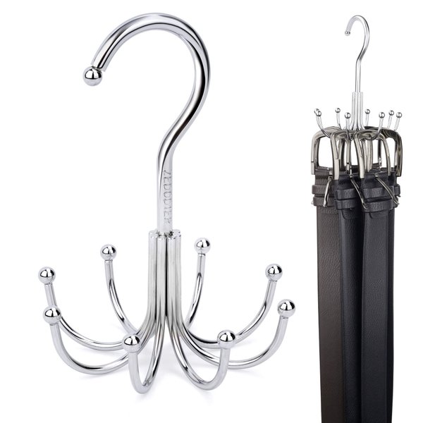 ZEDODIER Belt Hanger, Belt Organizer for Closet, Keeping Belts Visible and in Good Condition, Hanging Tie Rack Holder, Closet Organizers and Storage, Silver