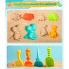 Teuevayl Collapsible Bucket Beach Sand Toys for Kids, Travel Beach Toys with Mesh Bag, 3 Collapsible Sand Castle Toys, Dinosaur Sand Molds, Shovel Sieve, 12 PCS Sandbox Beach Toys for Toddler 3-10