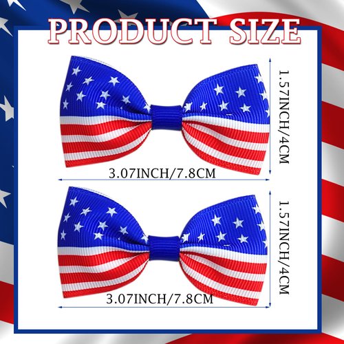 4th of July Bows Hair Clips, 4th of July Hair Accessories for Women Girls 2Pcs 4th of July Hair Clips Patriotic Hair Bows Red White White And Blue