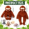 Kasyat 5 Pcs Sloth Plush Toy Set 13 Inch Mommy Sloth Stuffed Animal with 4 Cute Baby Sloth Plushies in Zippered Belly for Kids Birthday Gifts Home Decors Baby Shower Party Favors(Brown)