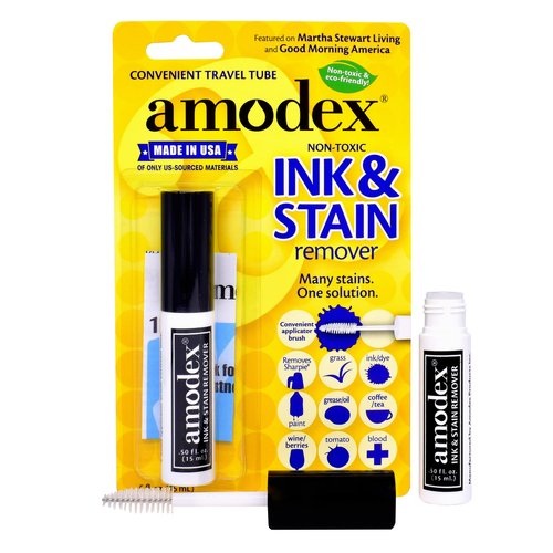 Amodex Ink & Stain Remover Traveler 0.5oz Bottle with Built-in Brush