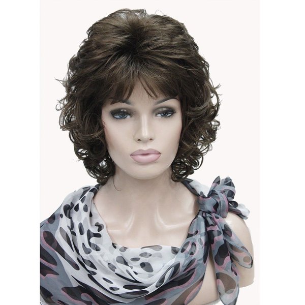 Lydell Short Tousled Curls Brown,Black,Blonde Full Synthetic Wigs (Medium Golden Brown)