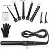 5-in-1 Curling Wand Set - Curling Iron Interchangeable Ceramic Barrels (0.35-1.25 Inch) - Fast Heating Hair Curler Kit with Protective Glove & 2 Clips - Ceramic Coated for Damage-Free Styling.
