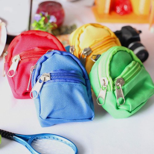 Mini Doll Zipper Backpack,Cute School Bag Model Dollhouse School Accessory for 1/6 Scale Dollhouse,Dolls Accessories Costume Ornament Photography Props,Keys Purse Dollhouse Accessories (Green)