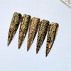 NAIL ANGEL 26Sheets Nail Art Adhesive Sticker Sheets Different Gold Color Luxury Shapes Sticker Nail Art Deco 10300