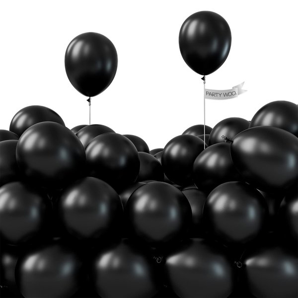 PartyWoo Black Balloons, 120 pcs 5 Inch Matte Black Balloons, Black Balloons for Balloon Garland or Balloon Arch as Party Decorations, Birthday Decorations, Retirement Party Decorations, Black-Y18
