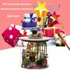 Roroom DIY Miniature and Furniture Dollhouse Kit,Mini 3D Wooden Doll House Craft Model with Dust Proof Cover and LED,Creative Room Idea for Valentine's Day Birthday Gift(Magic Garden)