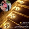 Solar Deck Lights, Driveway Walkway Dock Light Solar Powered Outdoor Stair Step Pathway LED Lamp for Backyard Patio Garden Ground, auto On/Off - Warm White - Square - 4 Pack