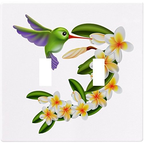 Hummingbird with Flowers Wallplate Decorative Light Switch Plate Cover (2 Gan.