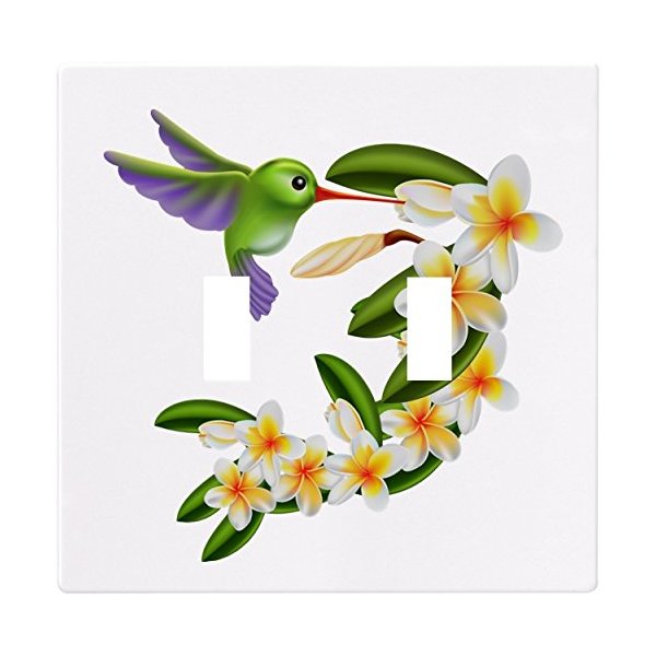 Hummingbird with Flowers Wallplate Decorative Light Switch Plate Cover (2 Gan.