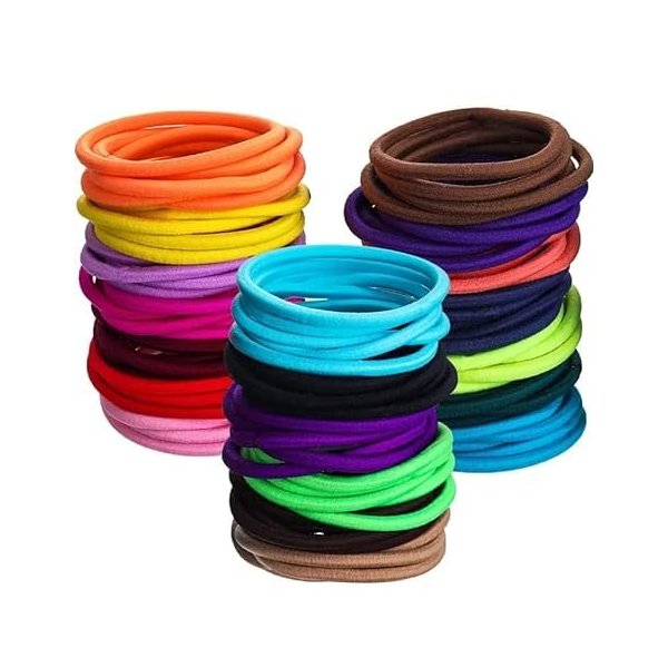 Generic Noor Village Jewellery Hair Elastics Ties Stretchable Rubber Hair Bands for Thin Hair - No Crease Hair Accessories for Women, Men, Girls, an Boys - Elastic Bands (Model 7)