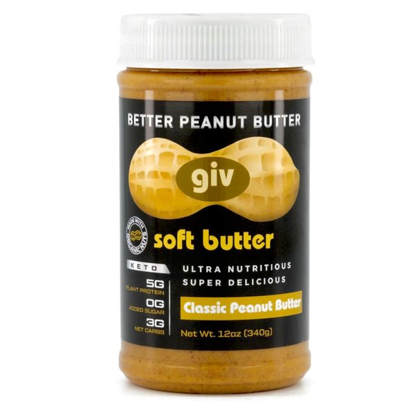 giv soft butter Organic Keto Peanut Butter All Natural Peanuts & Pecans, MCT Oil, Monk Fruit Sweetener & No Palm Oil - Vegan Protein Snack, Gluten Free, Healthy Snacks for Adults - Protein Keto Snack