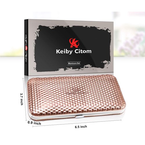 Manicure Set Professional Nail Clippers Kit Pedicure Care Tools- Stainless Steel Grooming Kit 12Pcs for Travel or Home (Rose Gold)