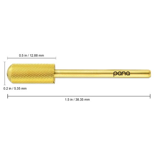 PANA 3/32" Shank Size Smooth Top Small Barrel Gold Carbide Extra Fine Grit - Nail Drill Bit for Dremel Machine