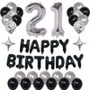 NANINUNENO 21st Black Silver Birthday Party Decorations for Men Women, Happy 21 Birthday Party Supplies with Black Happy Birthday Banner, Silver Foil Stars, Happy Birthday Balloons for 21st Birthday