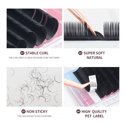 ANNAFRIS 16 Rows Volume Classic Eyelash Extension 0.15 C Curl 8-15mm Mix Matte Black Individual False Eye Lashes Extension Salon Use Natural Soft Fake Eyelashes Supplies (0.15 C, 8-15mm Mix)