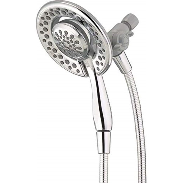 Delta Faucet 4-Setting In2ition 2-in-1 Dual Shower Head with Handheld, Chrome Round Shower Head with Hose, Detachable Shower Head, Hand Held Shower Head, Chrome 75486C