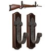 TESLYAR Gun Rack Wall Mount Hold Up Displays Horizontal Gun Rack and Shotgun Hooks Store Rifle Shotgun Bow Real Hardwood Hanger Brown
