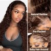 FuivJuix 26 Inch #4 Chocolate Brown Lace Front Wigs Human Hair Glueless Deep Wave Wig Human Hair 4X1 Hd Transparent Lace Closure Wig Pre Plucked Natural Hairline With Baby Hair 150% Density