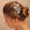 Jumwrit Wedding Hair Pins Rhinestone Bridal Hair Pins Pearl Headpiece for Wedding Leaf Bridal Hair Accessories for Bride Bridesmaid（Silver）