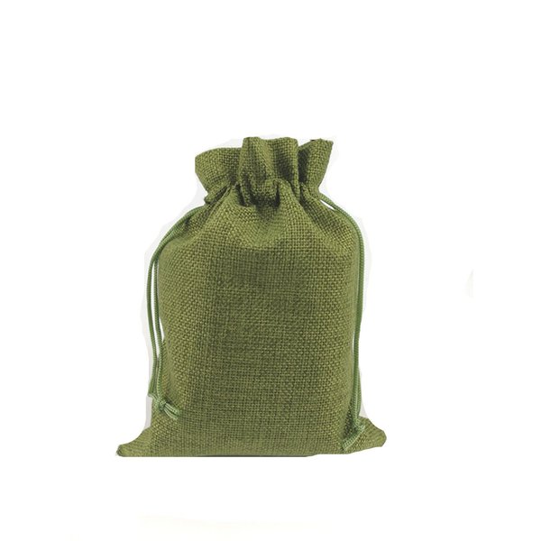 MELUOGE Burlap Cloth Jewelry Crosses Treasure Pouches 6"x8" Drawstring Pouches Gift Bag (10, Green)