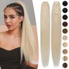 S-noilite Claw Clip Ponytail Extension Human Hair #60 Platinum Blonde Real Remy Human Hair Ponytail Extension 22inch Long Straight Hair Pony Tails Hair Extensions For Women 120Grams
