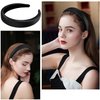 Atoden Black Headband Padded Headband Satin Headbands Thick Headbands Plain Head Band Hair Bands Hair Accessories for Women Girls