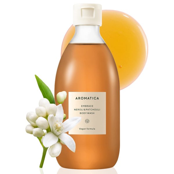 AROMATICA Embrace Body Wash Neroli & Patchouli for Aromatic Shower | Relaxing Your Body & Mind with Earthly and Floral Fragrances | Vegan, Sulfate Free | 10.14fl.oz./300ml