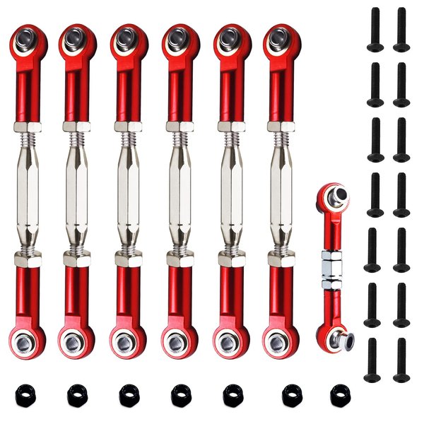 Upgrade XZSNLYZ Metal Turnbuckles/Camber Link for 1/10 Traxxas Slash 2WD/4X4, Rustler 2WD/4X4, Hoss 4x4, Stampede 4X4/2WD VXL, Nitro Slash/Rustler, X-01, Bandit/VXL, Bigfoot RC Car Parts. RED