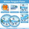 gisgfim 96PCS Winter Penguin Plates and Napkins Party Supplies Winter Birthday Party Tableware Set Winter Penguin Party Decorations Favors for Christmas Holiday Winter Dinner Serves 24 Guests
