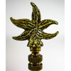 Starfish with Aagean Blue Glass Lamp Finial Antique Metal 2.25" h