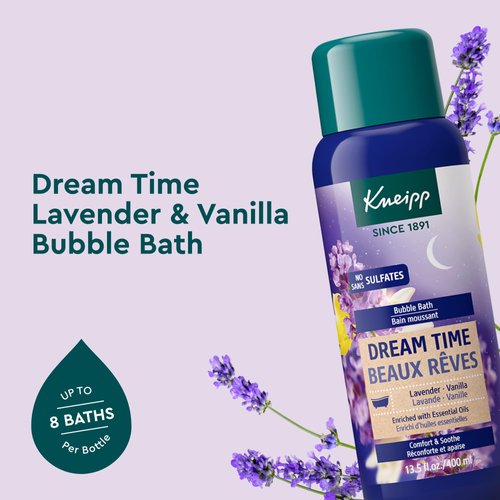 Kneipp Dream Time Lavender & Vanilla Aromatherapy Bubble Bath - Good for Unwinding Before Bed - Vegan - Sulfate Free - 13.5 fl oz - Up to Eight Baths