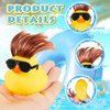 VercanMonth 20 Pcs Rubber Ducks with Wig and Black Glasses Squeaky Duck Bath Toy Small Rubber Duckies Bulk Cute and Funny Bathtub Toys for Summer Pool Birthday Gifts Holiday Party Favors (Classic)