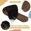 Sunny Micro Hair Extensions Human Hair Black Micro Bead Hair Extensions Human Hair Black Balayage Dark Brown Ombre Medium Ash Blonde Micro Human Hair Extensions Micro Ring Hair Extensions 18inch 50g