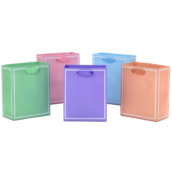 Hallmark 6" Small Pastel Easter Gift Bag Bundle, Pack of 5 (Light Purple, Pink, Blue, Orange, Green) for Bridal Showers, Baby Showers, Birthdays and More