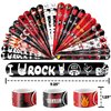 48 PCS Rock and Roll Party Favors 24PCS Tattoos Stickers 24PCS Slap Bracelets Wristbands Perfect for Themed Birthday Baby Showers or Classroom Rewards Ideal Decor and Gifts for Girls and Boys